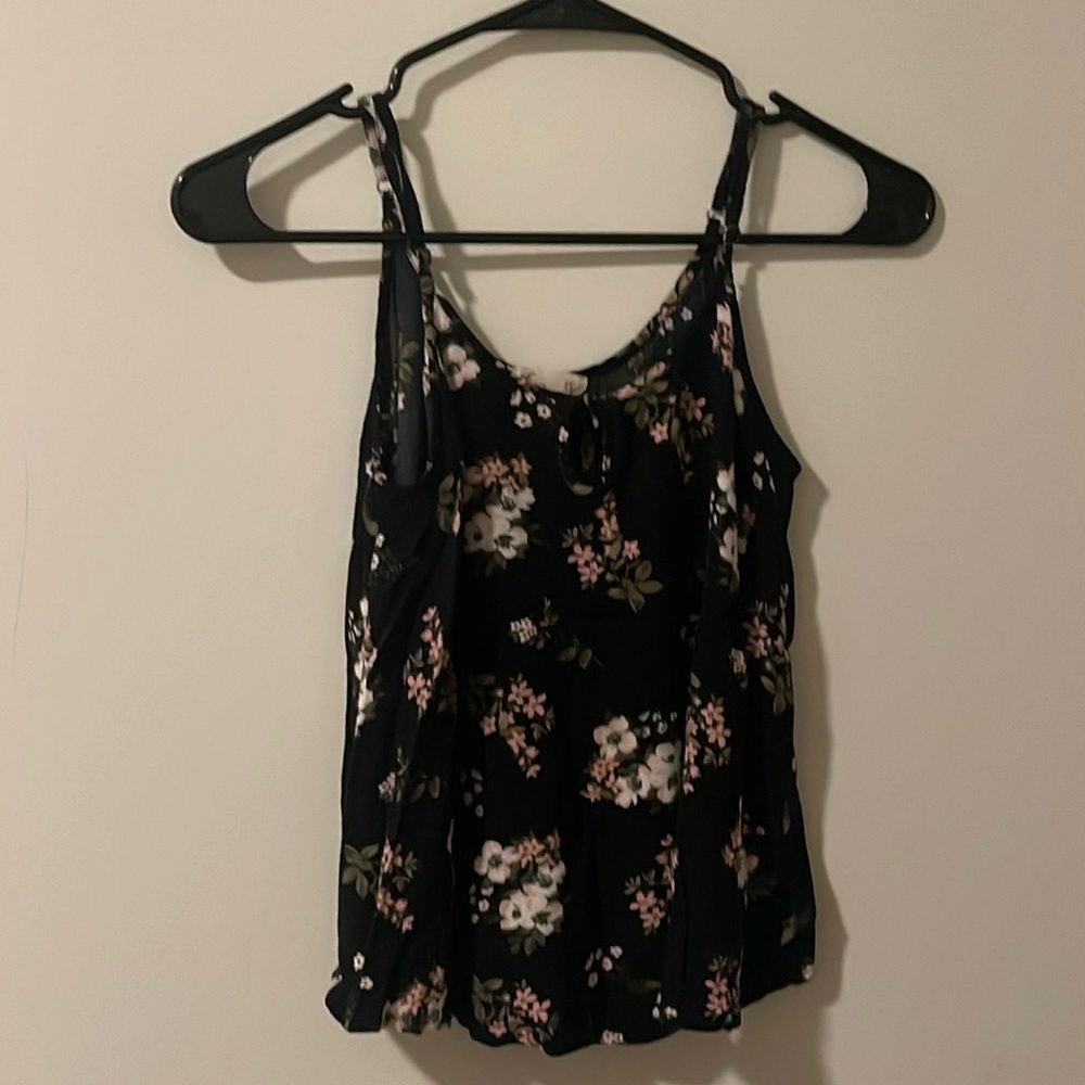 black floral tie front cami